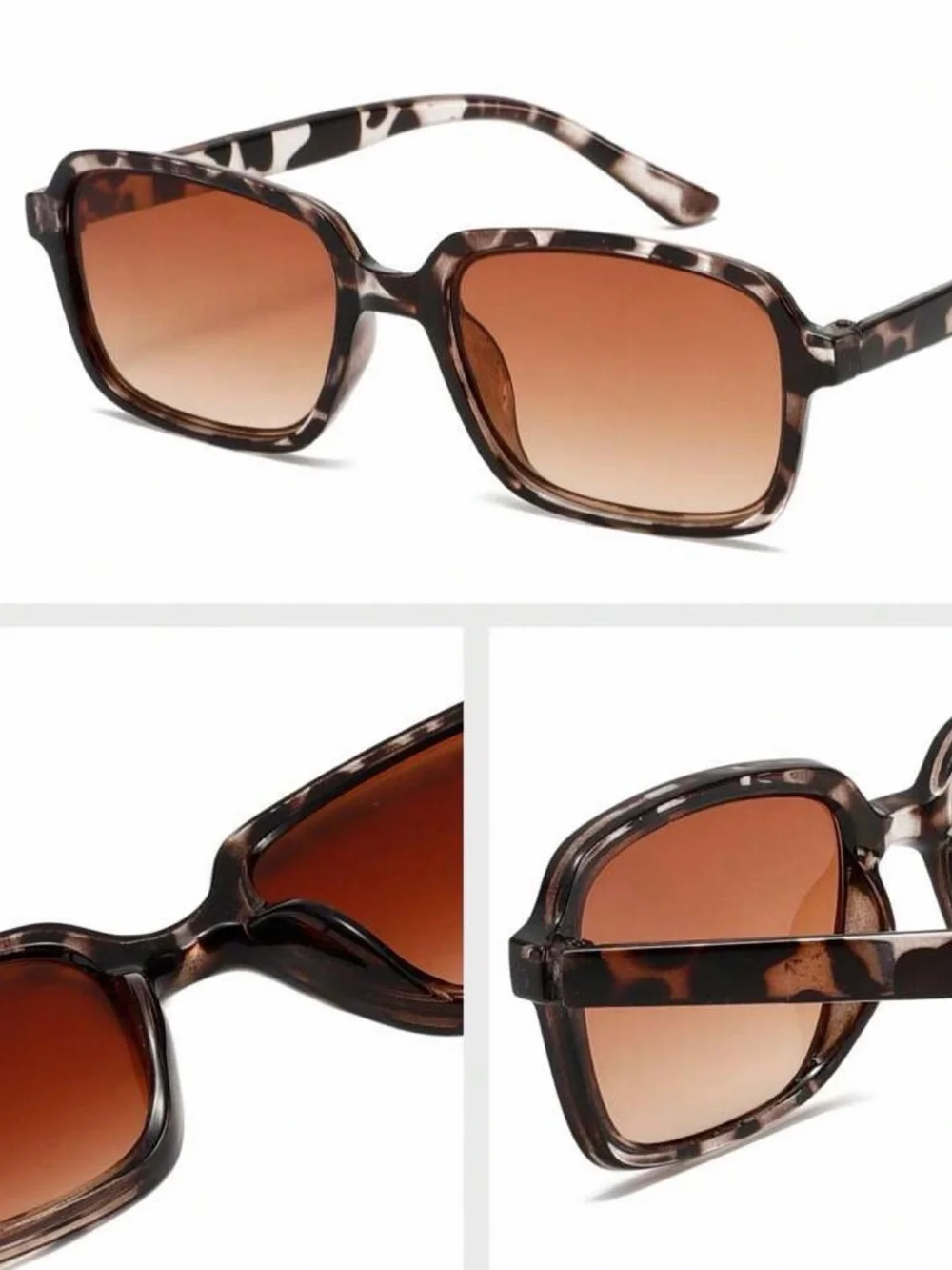 SHEIN Brown Tortoiseshell Rectangular Sunglasses